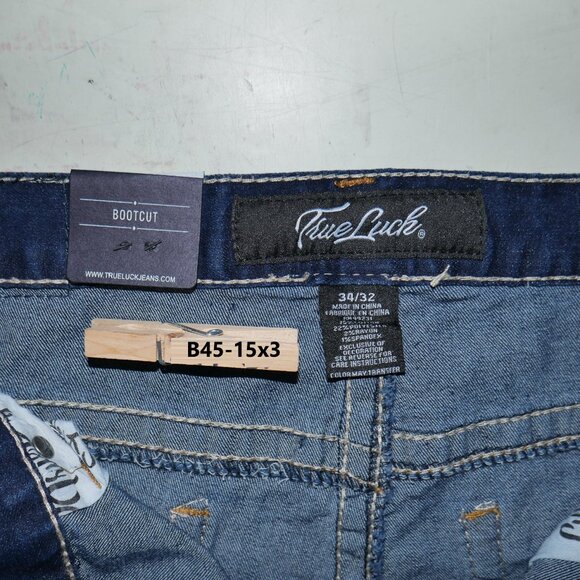 True Luck Men's Bootcut Jeans Size 34x32 Embroidered Stitched Medium Wash BKE - Picture 9 of 9
